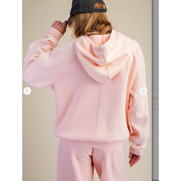 Easel Women Happy Kahki Fleece Jogger Hoodie Set Size Medium - Picture 3 of 6